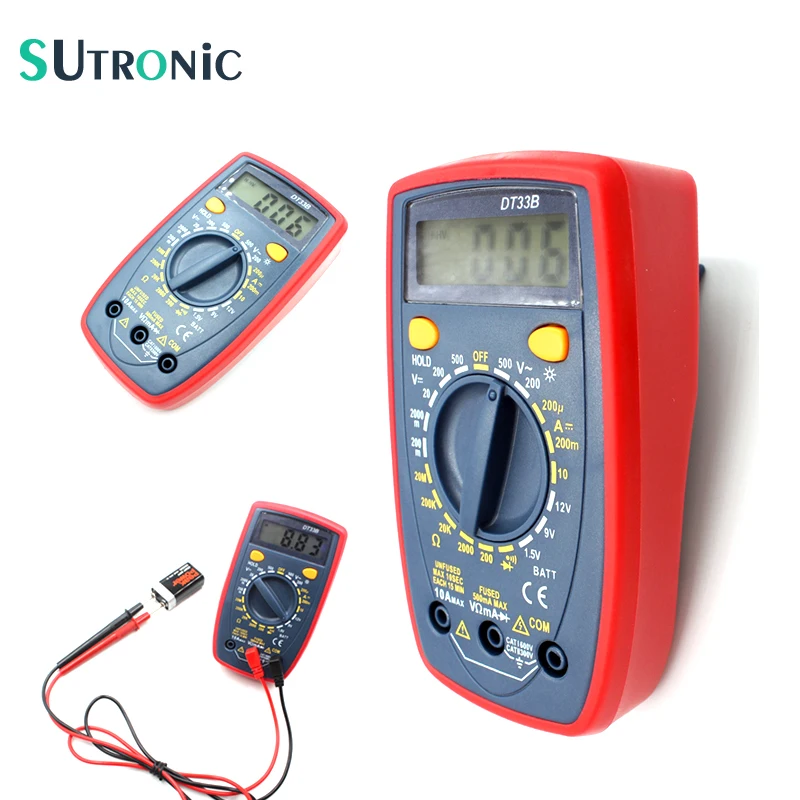 DT33B Подсветка Зуммер портативный мини цифровой мультиметр защита AC DC Амперметр Вольтметр Ом метр Удержание данных батарея тест