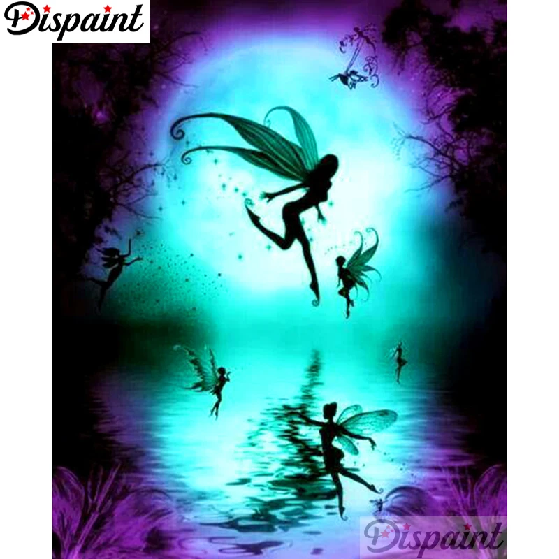 

Dispaint Full Square/Round Drill 5D DIY Diamond Painting "butterfly fairy" Embroidery Cross Stitch 3D Home Decor A10630