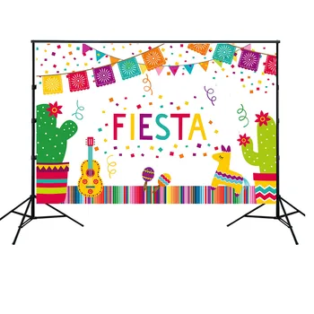 

HUAYI summer fiesta theme party photography backdrop mexican themed dress-up Cactus guitar photo background banner poster W-1954