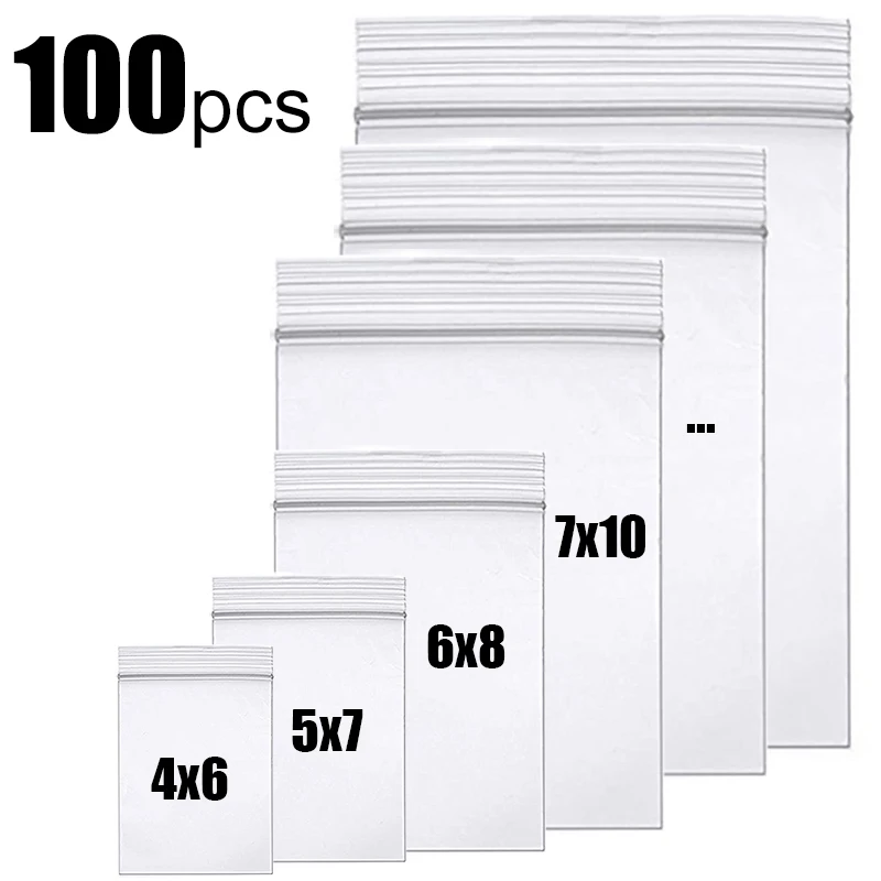 

100pcs/lot Clear Thick Zip Lock Ziplock Storage Bag Package Transparent Plastic Small Jewelry Packing Reclosable Poly Zip Bags