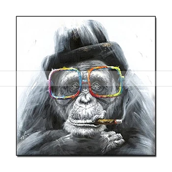 

Monkey Abstract oil painting,Smoking Wall Art Canvas 100% Handmade Oil Painting Home decor For Living Room Home Decoration