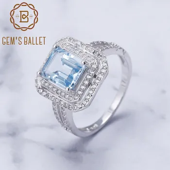 

Gem's Ballet 2.95Ct Octagon Natural Sky Blue Topaz Cocktail Ring 925 Sterling Silver Ring for Fashion Women Fine Jewelry