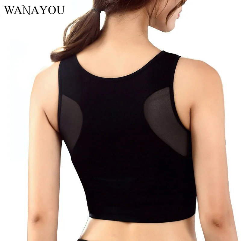 

WANAYOU Women Mesh Sports Bras Padded Push Up Seamless Patchwork Yoga Vest Bra Breathable Athletic Tank Top Female For Fitness