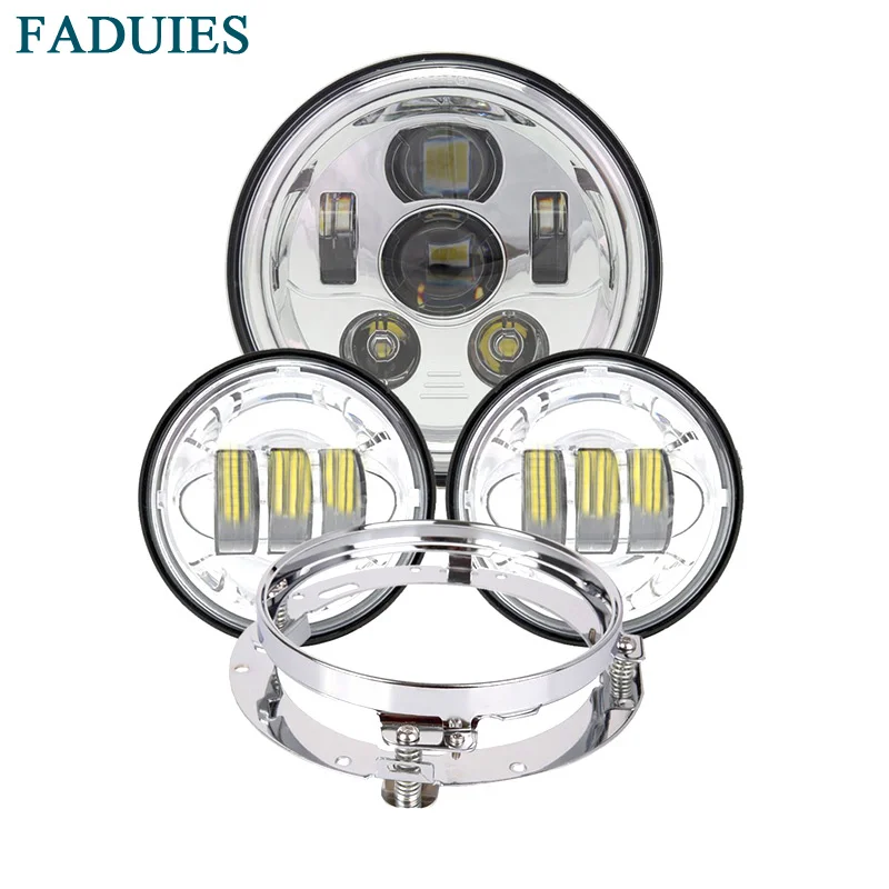 7 inch LED Headlight DOT Daymaker Cree Chip 4.5 inch Passing Fog Light Bucket Bracket for Harley Davidson Classic Electra Glide Street Glide Fat Boy Road King Heritage Softail Lamp Headlamp Black  (1)1