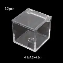12Pc Transparent Acrylic 5 Sided Display Storage Box Case Square Cube Props Box Y4QB 8cm acrylic baseball box related display cube tennis transparent case for ball souvenir storage boxes holder uv protection