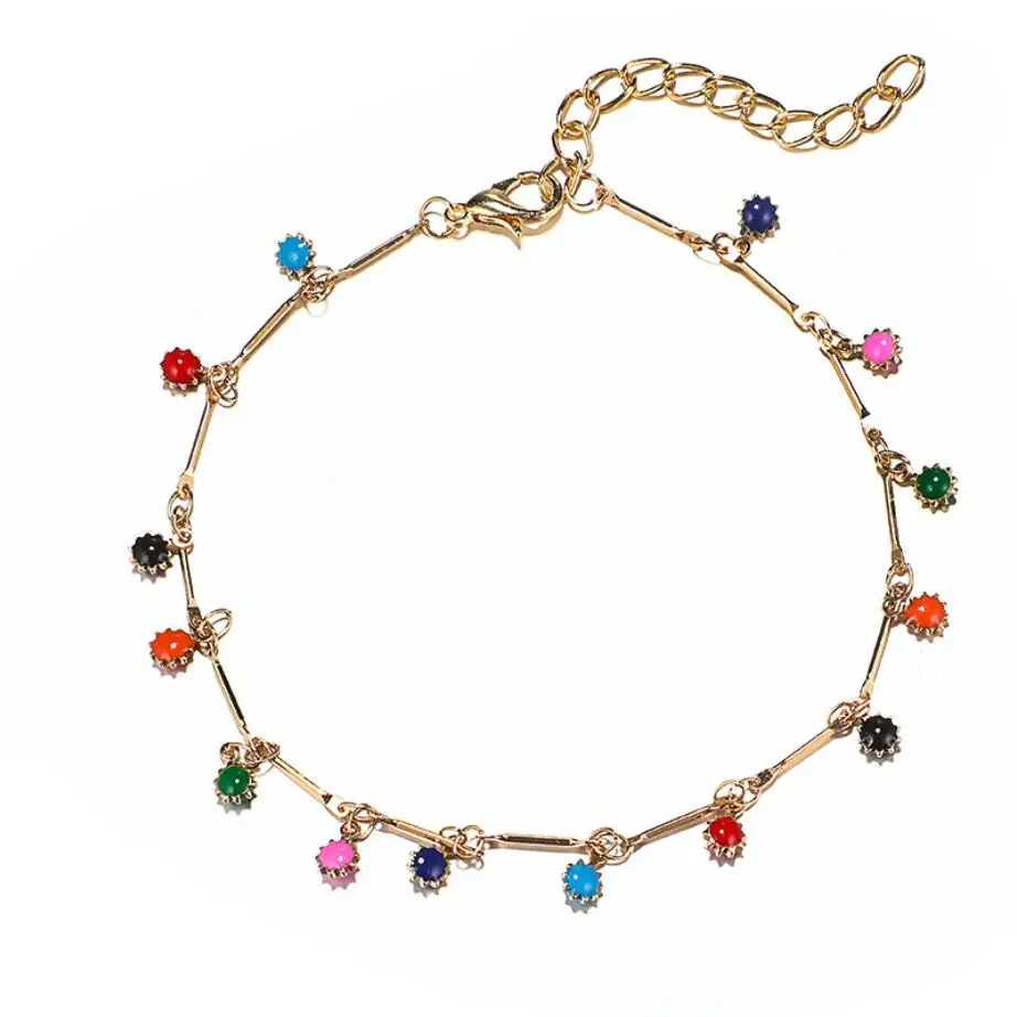 

Fashion Colorful Turkish Eyes Anklets for Women Charm Gold Color Beads Pendant barefoot sandals Anklet Foot Jewelry Accessories