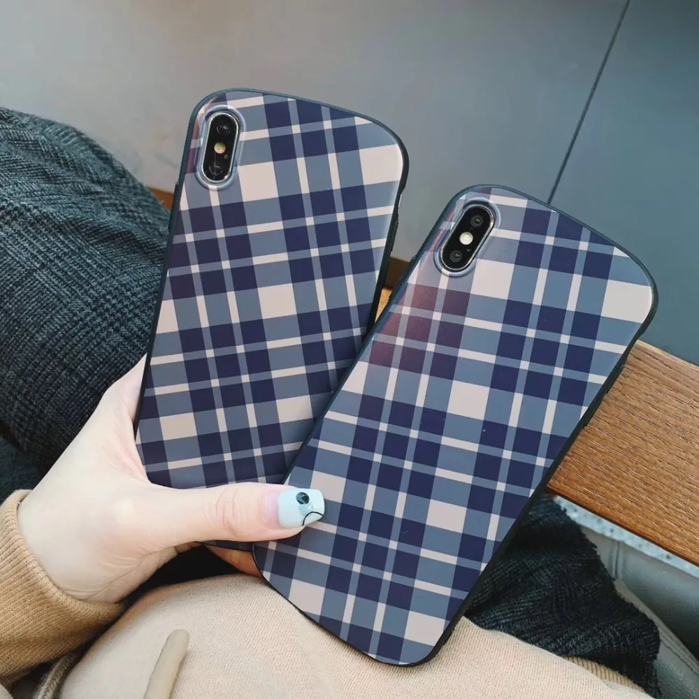 Phone Case Simple Plaid Soft Tpu Case for Iphone 7plus 6