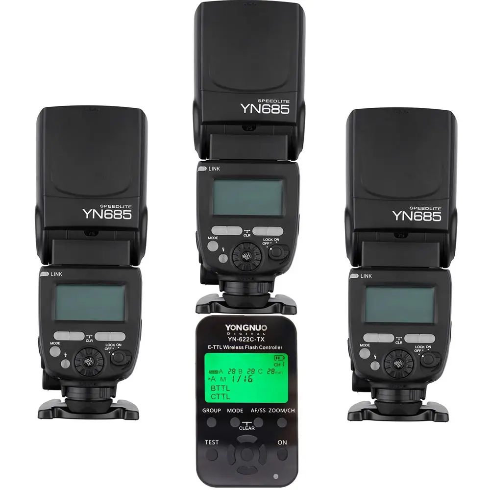 3x YONGNUO YN685 YN-685  2.4  HSS TTL/iTTL  Speedlite + YN622C-TX YN622N-TX    Canon Nikon