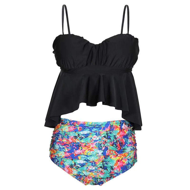 2018 New Bikinis Women Swimsuit High Waist Bathing Suit Ruffle Swimwear Push Up Bikini Set Vintage Beach Wear Biquini |