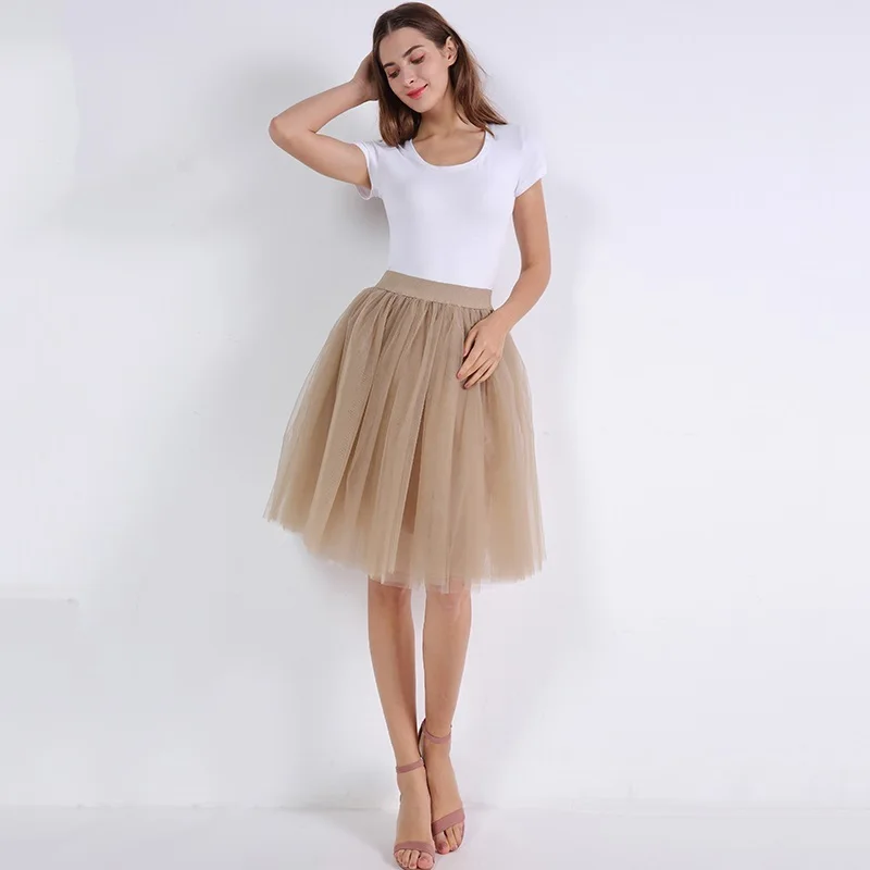 Новая пышная многослойная юбка-пачка из тюля, женская шифоновая юбка средней длины до колена с высокой талией, Женская юбка-пачка, юбка макси