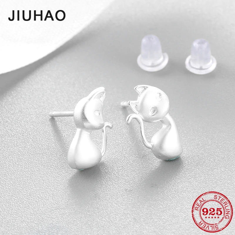 

New 100% Authentic 925 Sterling Silver Cat shape studs Earrings for Women gift Fashion Earings luxury Party Jewelry 2019