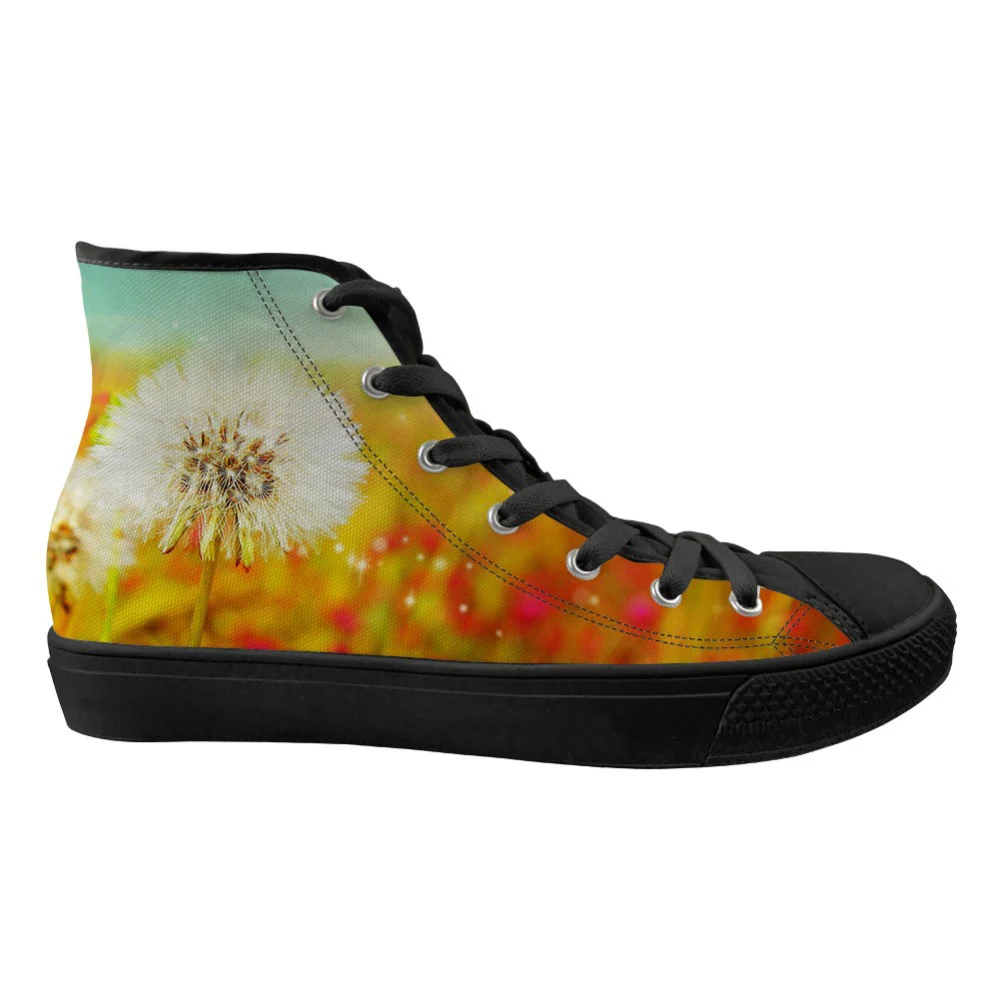 

Casual Sneakers Flats Trendy Dandelion Printed Women's High Top Canvas Vulcanized Shoes Woman Ladies Zapatos Mujer