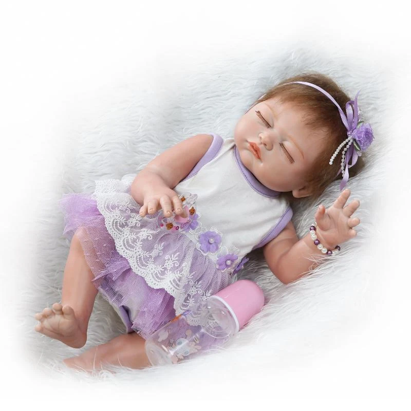 

New girl doll reborn 20" Full silicone vinyl body children play house toys skirt wear baby gift boneca reborn toys for children