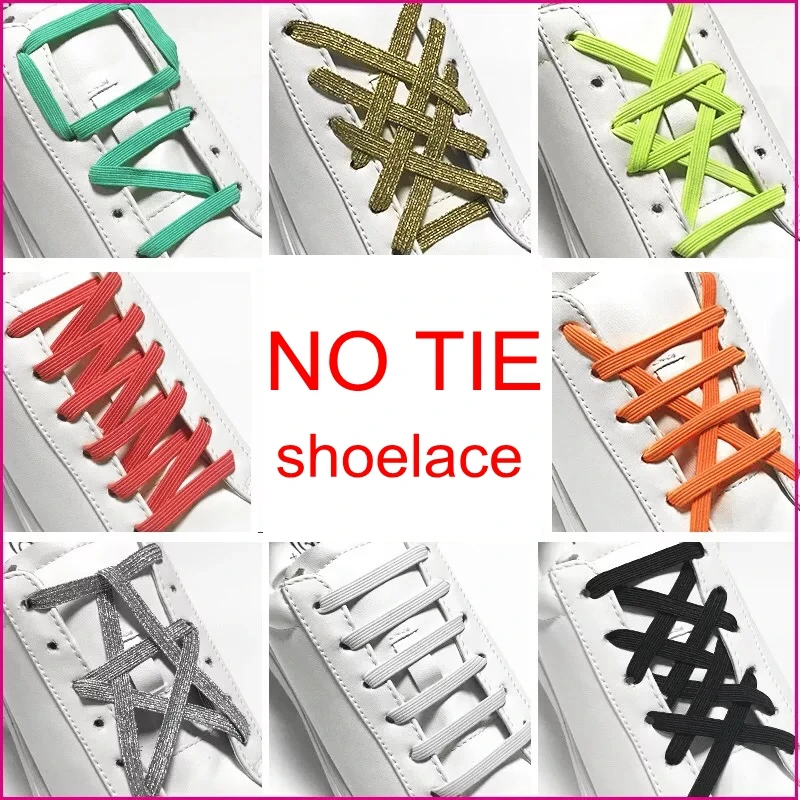 

1Pair Rubber Elastic Shoe Laces No Tie ShoeLaces Kids Adult Sneakers Shoelaces Flat Quick ShoeLace 16 Color Laces