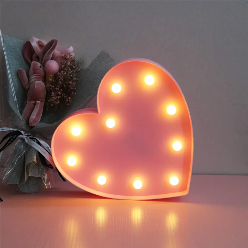 Delicore Light Up Pink Heart Sign Marquee Night Light Plastic Led