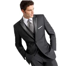 Темно серый индивидуальный заказ смокинги для женихов для мужчин костюм жениха Мужские костюмы с брюками свадебные костюмы бизнес