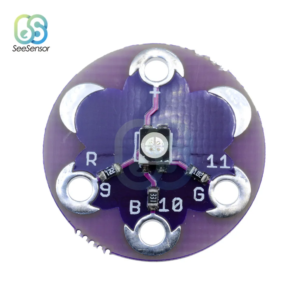 ATmega32U4 LilyPad для Arduino DIY наборы Micro USB ATtiny85 LilyTiny основная плата светодиодный зуммер WS2812 RGB CR2032 ADXL335 - Цвет: RGB