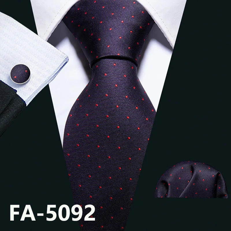 Модный темно-синий галстук в горошек из шелка, Подарочный тканый галстук для мужчин, вечерние, деловые, свадебные, FA-5095 - Цвет: FA-5092