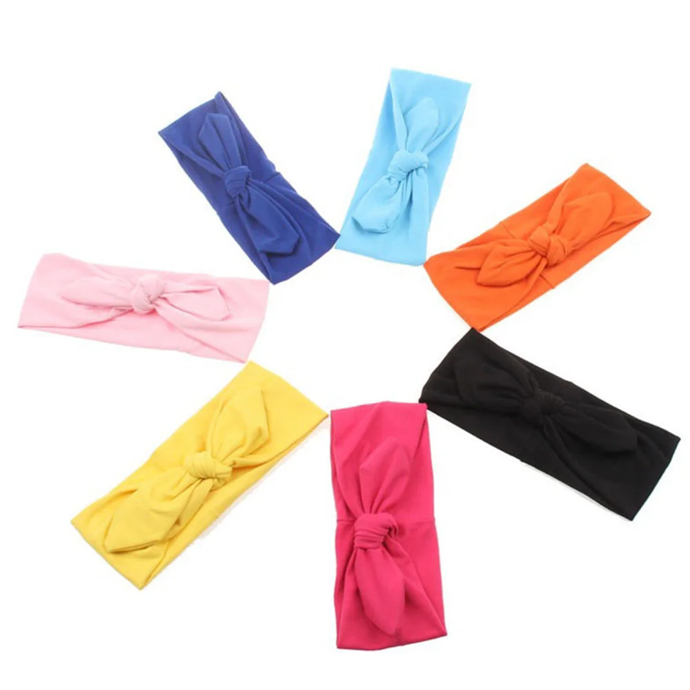 Hot Sale 1 pcs Women Fashion Elastic Stretch Plain Rabbit Bow Style Hair Band Headband Turban HairBand Hair Accessories