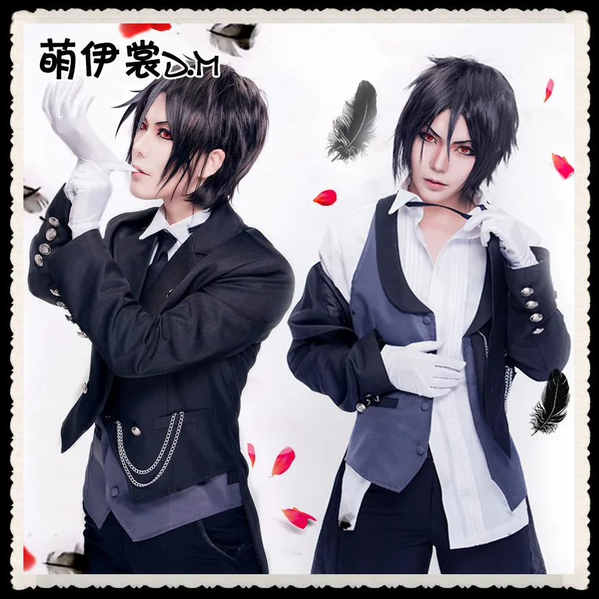 

Black Butler 2 Kuroshitsuji Sebastian Michaelis Cosplay Costume Unisex Uniform Anime Japanese housekeeper Unisex Uniform Wear