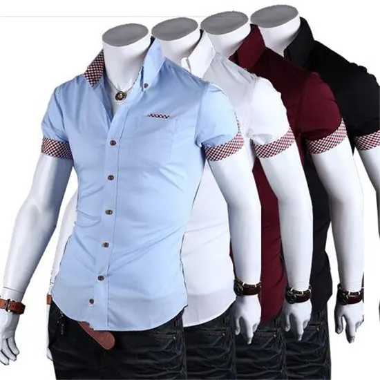 1 шт. летняя новая модная однотонная мужская Тонкая хлопковая рубашка с коротким рукавом Повседневная деловая рубашка с коротким рукавом мужская рубашка для работы