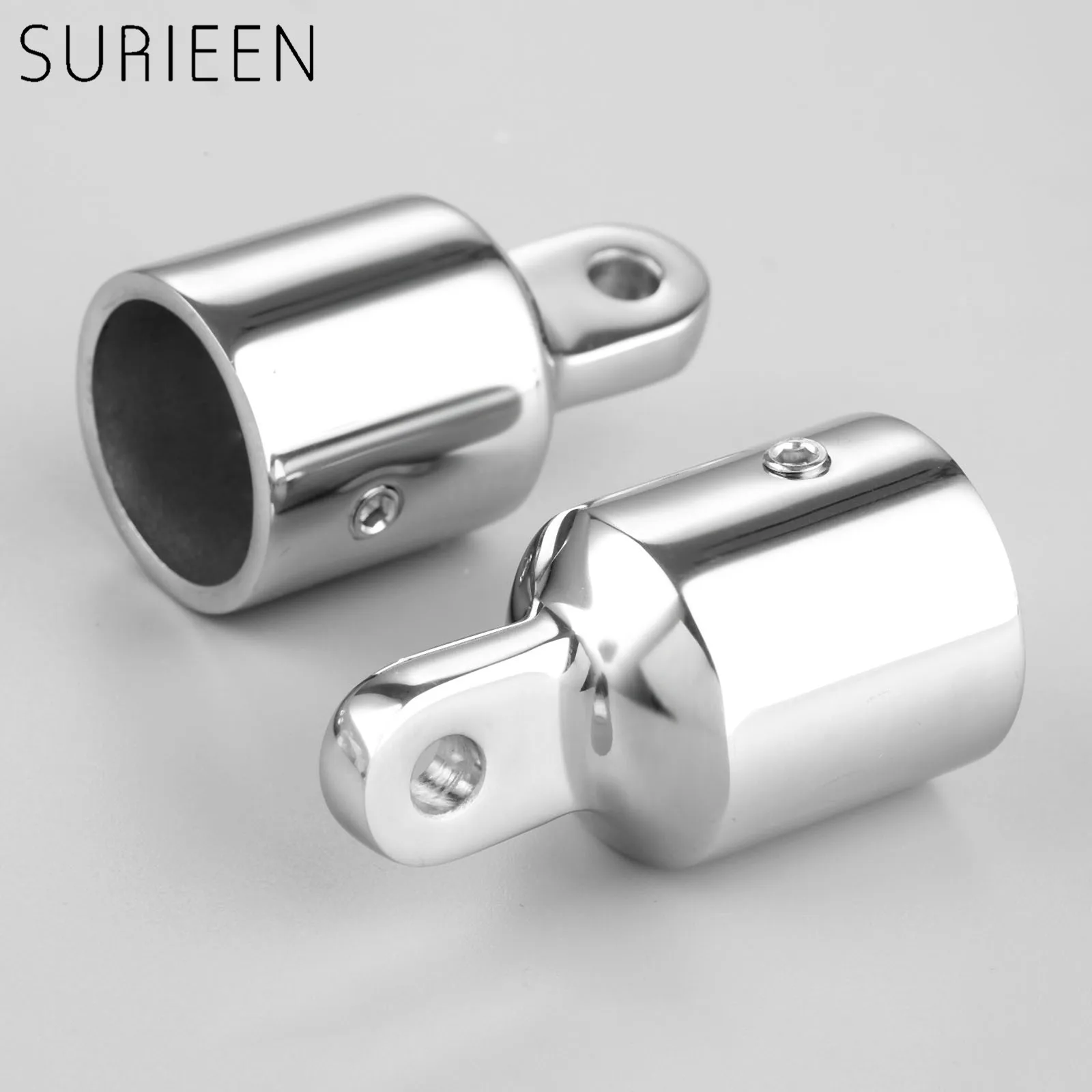 Boat 2 Pcs Silver Hardware Marine Stainless Steel Eye End Cap for 1/" 25mm Pipe