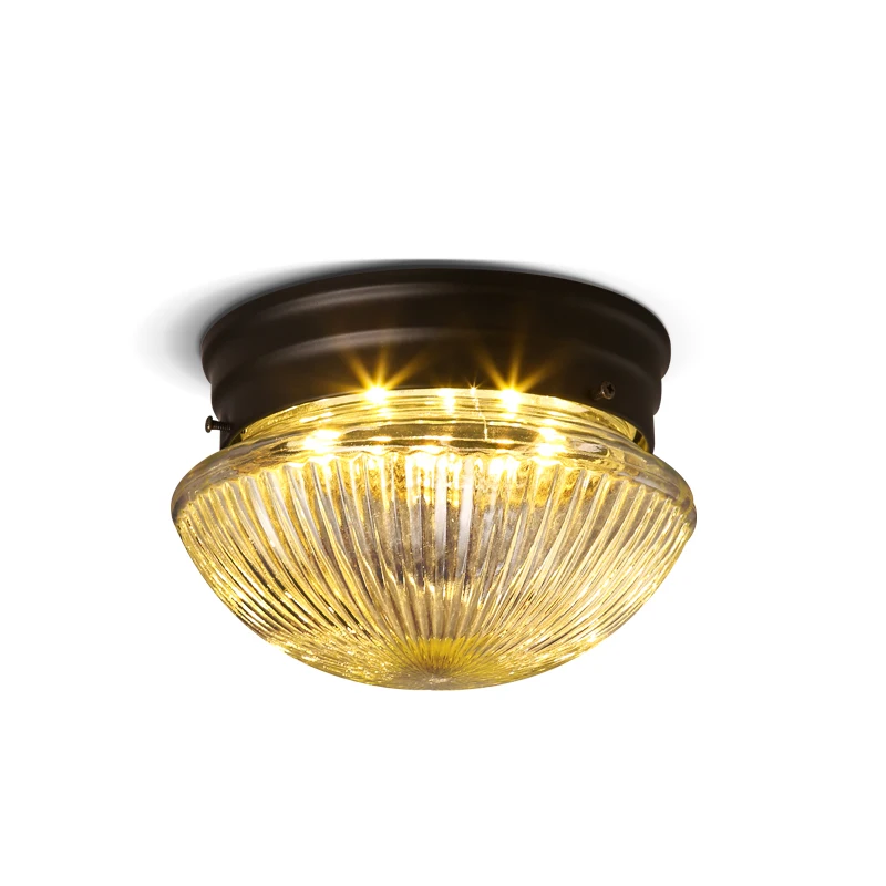 

American Iron Round Ceiling Light Retro Glass Handing Lamp Aisle Corridor Led Ceiling Lamp Decor Living Room Lighting Fixture