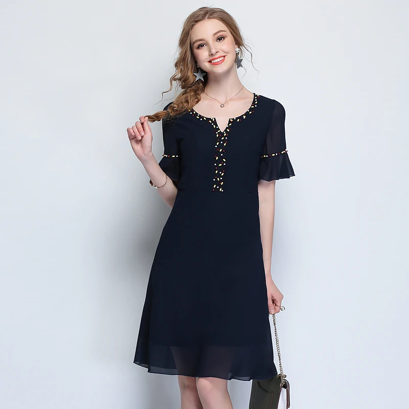 Woman Chiffon Beading Black Club Summer Dresses 5xl 2018Womens Plus ...