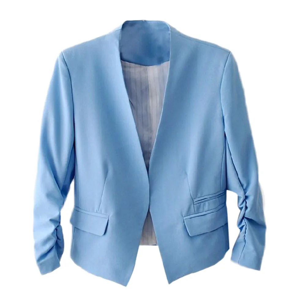 Best Selling Fashion Women High Quality OL Style Nine Quarter Puff Sleeve  Elegant Slim Suit Coat Wholesale Size S-XL