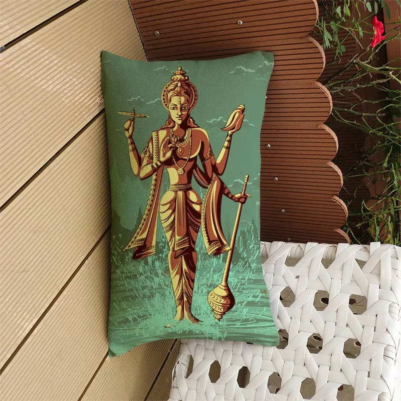 Индийский миф персонажи Бог брама Шива Вишну Кришна рама длинная талия наволочка домашнее украшение для дивана Прямоугольная подушка чехол - Цвет: Vishnu-2