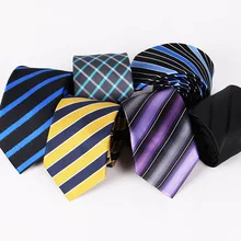7,5 см ширина полосатый полиэстеровый жаккардовый тканый галстук Gravata для делового Мальчишник