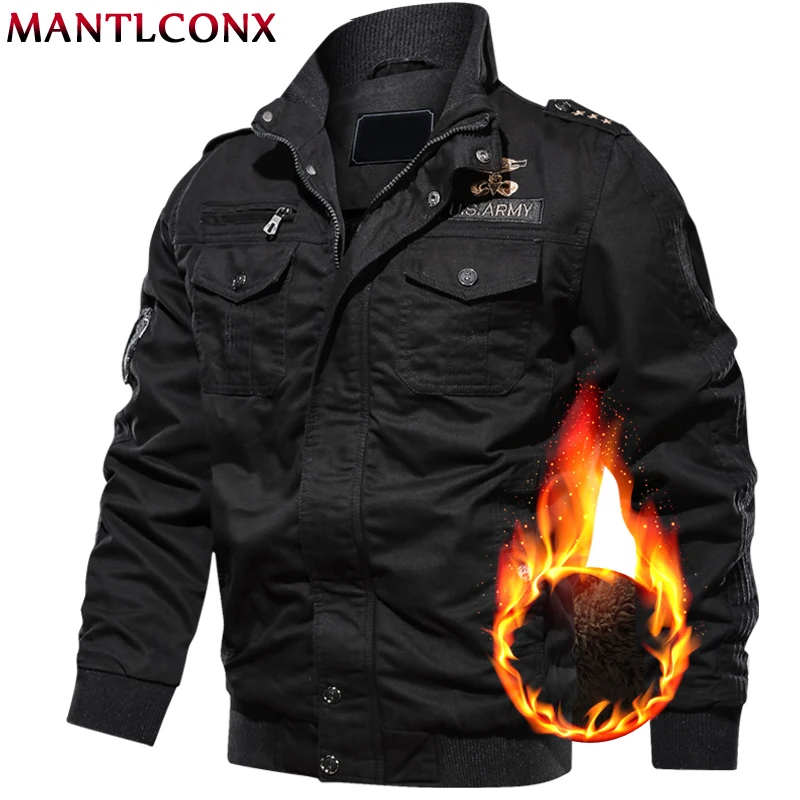 

MANTLCONX 6XL Military Jacket Men Winter Casual Thick Thermal Coat Army Pilot Jackets Air Force Cargo Jacket Windbreaker Pakas