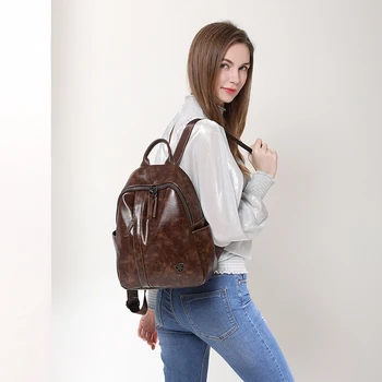 

Simple Style High Quality Leather Backpack Women Backpack For Teenage Grils School Bags Fashion Travel Bag Girl Backpack