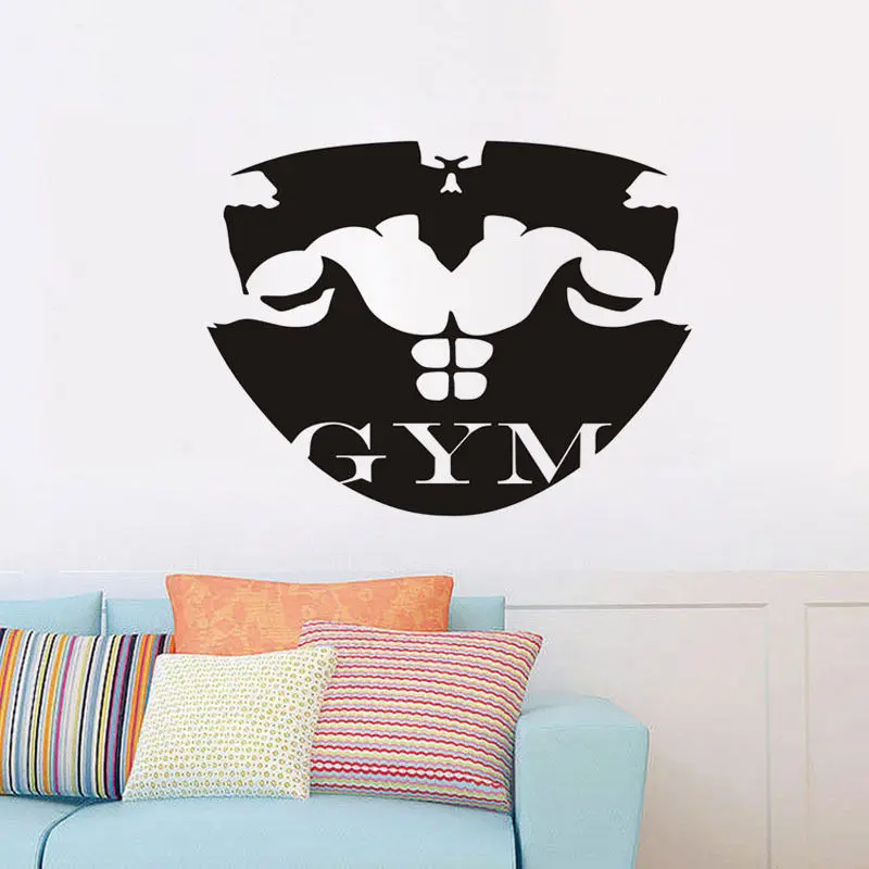 Muscle Man Silhouette Wall Stickers Quote GYM Vinyl Art ...