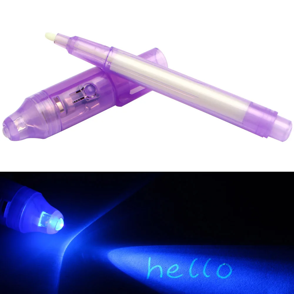 

Purple Highlighter Markers Pen 2 In 1 UV Light Combo Secret Message Write Invisible Ink Pen Marker School Office Supply