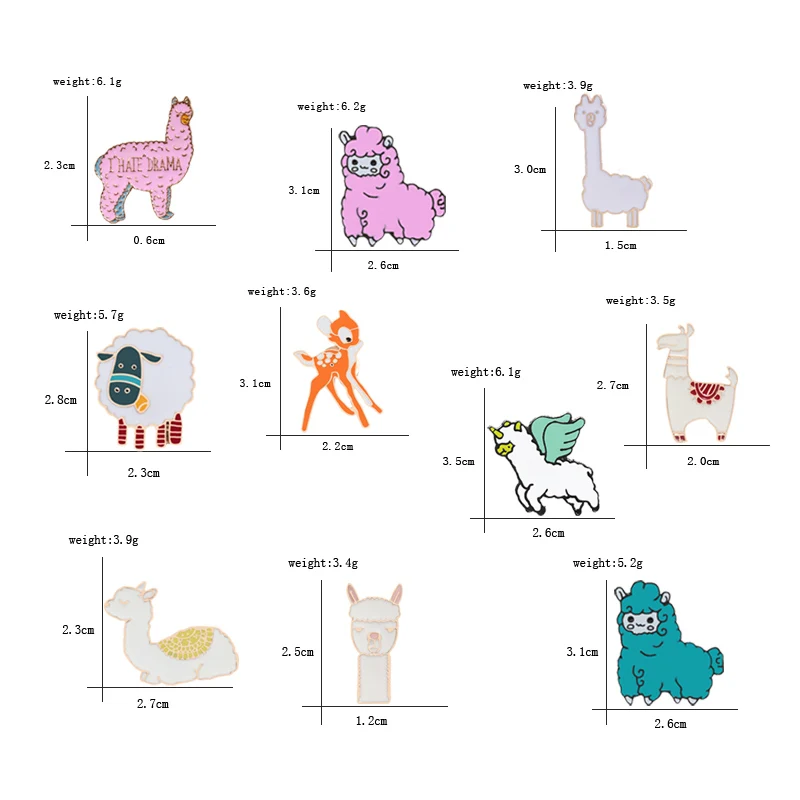 Из альпаки овечий брошь «олень» милые Мультяшные животные эмалированные булавки для женщин и мужчин джинсовые куртки нагрудная булавка Kawaii металлический значок Детские ювелирные изделия подарок