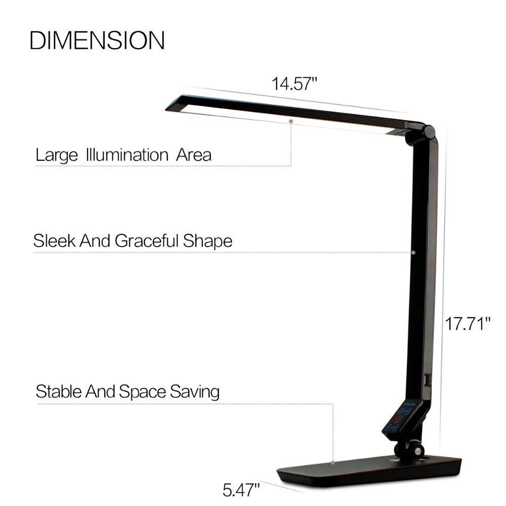 Светодиодный настольный светильник TG199TS диммер сенсорный переключатель 2 режима освещения 10 Вт с 5 уровнем яркости управления настольная лампа