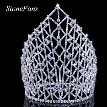 

StoneFans 2019 Rhinestone Crown Tiara Hair Wedding Accessories for Ladies Vintage Tiaras and Big Crown Queen Bridal Gift