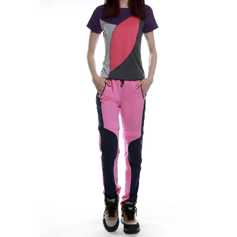 LANBAOSI deportes al aire libre mujeres Zip Off pierna senderismo Convertible rápido seco Anti-uv Trekking viajar pantalones bolsillos