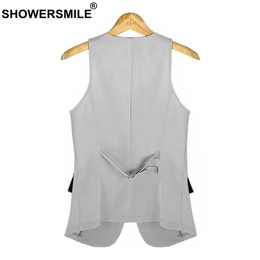 SHOWERSMILE British Style Vest Women Waistcoat Autumn Summer Elegant Uniform Formal Wear Vest Patchwork Sleeveless Jacket Ladies