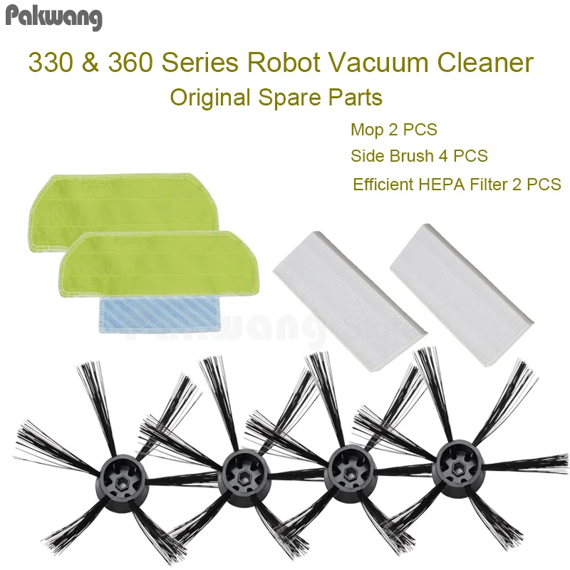 

2018 PAKWANG 4 Pcs Side Brush 2 Pcs Mop 2 Pcs HEPA Filter Of 330A&330C&360 Robot Vacuum Cleaner Spare Parts Accessories