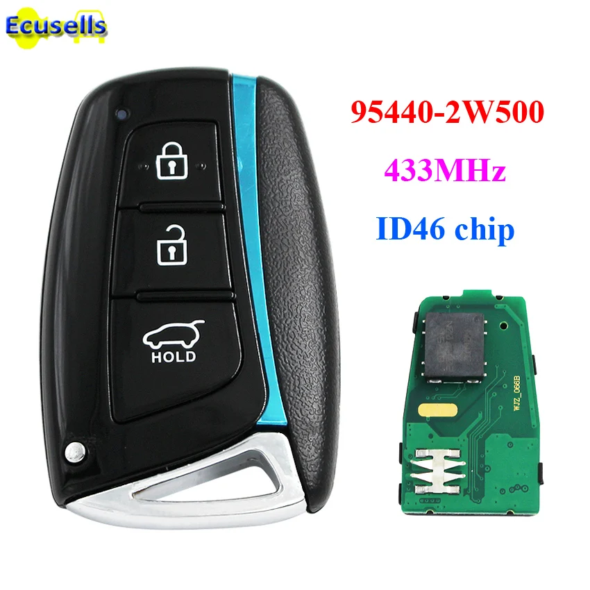 5pcs/lot 3 Button Smart keyless entry uncut Remote Key fob for HYUNDAI