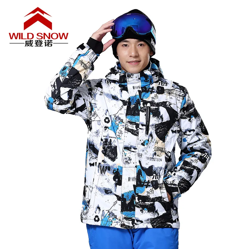 

Wild Snow Outdoor Sports Wear Ink Painting Skiing Jacket For Men Winter Snowboard Suit Men's Warm Waterproof Windproof Clothes