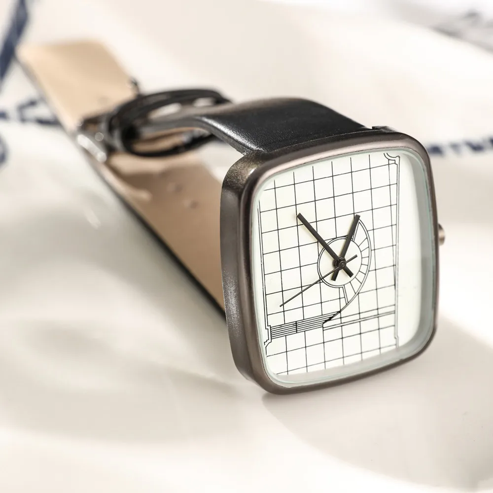 Часы женские популярные креативные Аналоговые кварцевые наручные часы с квадратным циферблатом мужские часы с геометрическим узором женские часы