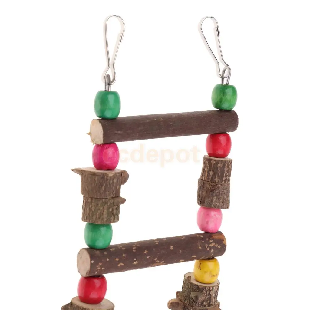 Bird Parrot Rat Hamster Chinchilla Toy, Wooden Ladder Bridge Swing Hanging Ladder Toy for Pet Trainning