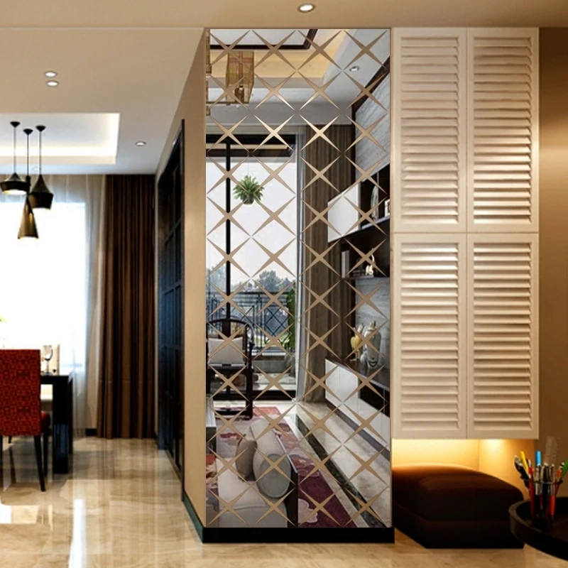 

Customized colorful Diamond 3D stereo Crystal acrylic mirror wall sticker background decorative self adhesive decals living room