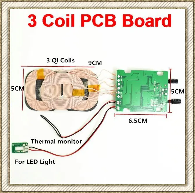 DIY Three 3 Coils Qi Wireless Charger PCBA for iPad 4 Air