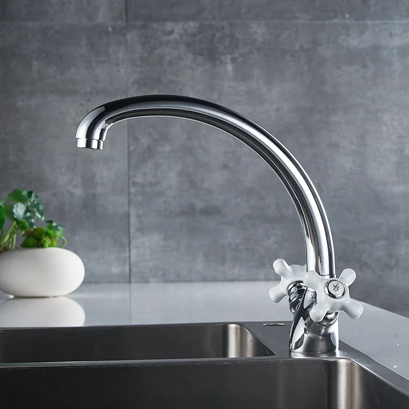 Double Handle Kitchen Faucet Mixer 360 Rotation Cold Hot Kitchen Tap Single Hole Water Tap Torneira Cozinha 293-33C Double Handle Kitchen Faucet Mixer 360 Rotation Cold Hot Kitchen Tap Single Hole Water Tap Torneira Cozinha 293-33C