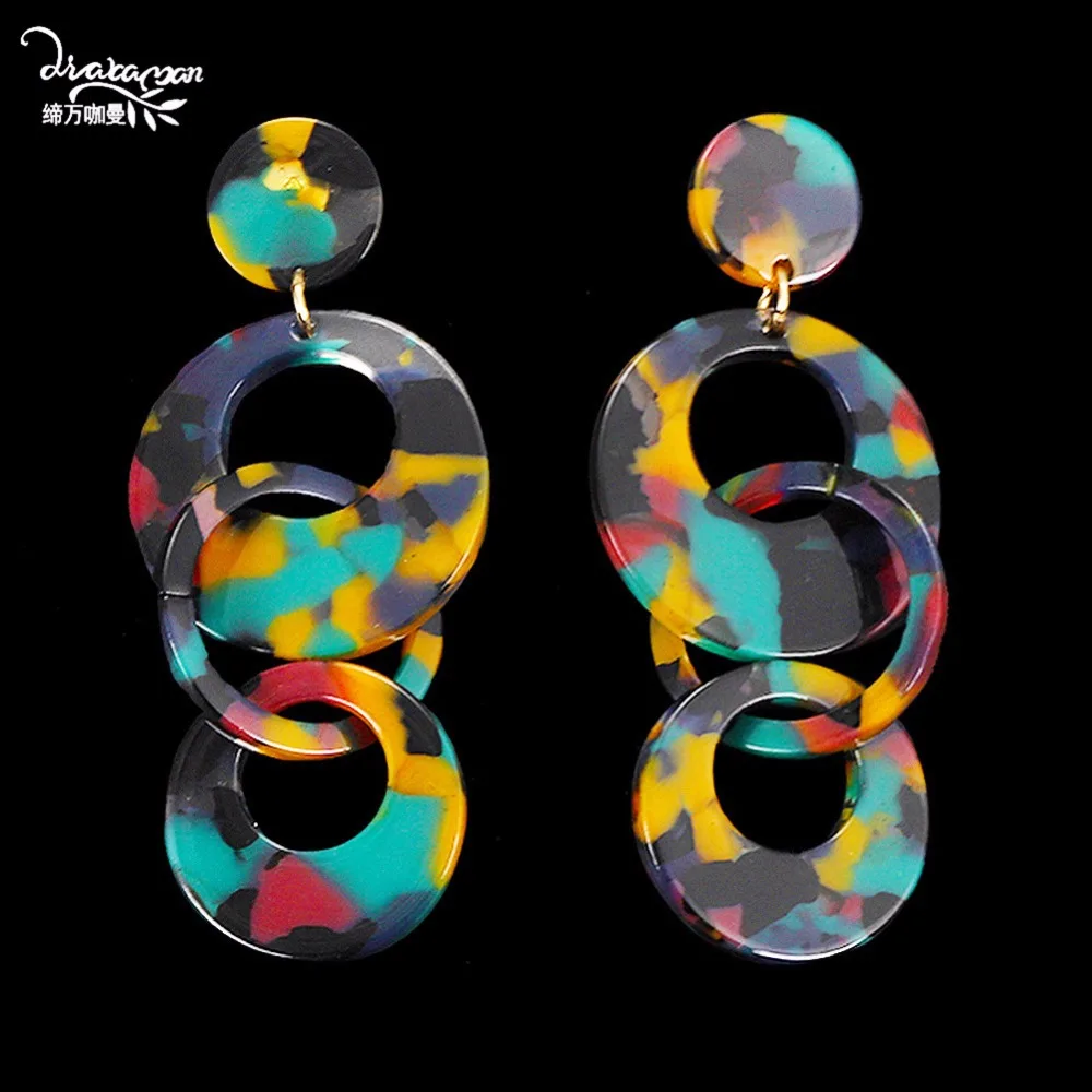 

Dvacaman Boho Ethnic Resin Drop Earrings Women Large Big Statement Earrings Long Hanging Earrings Jewelry Bijoux Wholesale B203