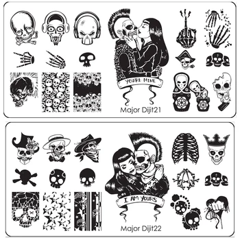 

10Pcs Nail Art Stamping Printing Skull Style Stainless Steel Stamp For DIY Manicure Template Stencils JH461-10pcs